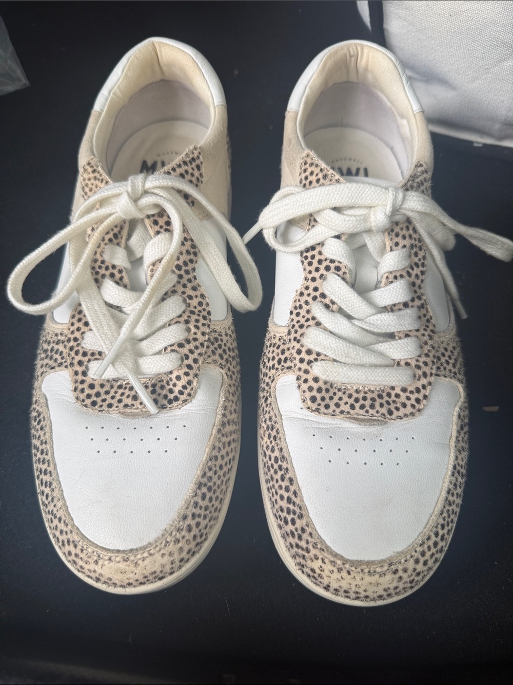 Madewell leather White and Tan Cheetah-calf hair Accent Sneakers unisex